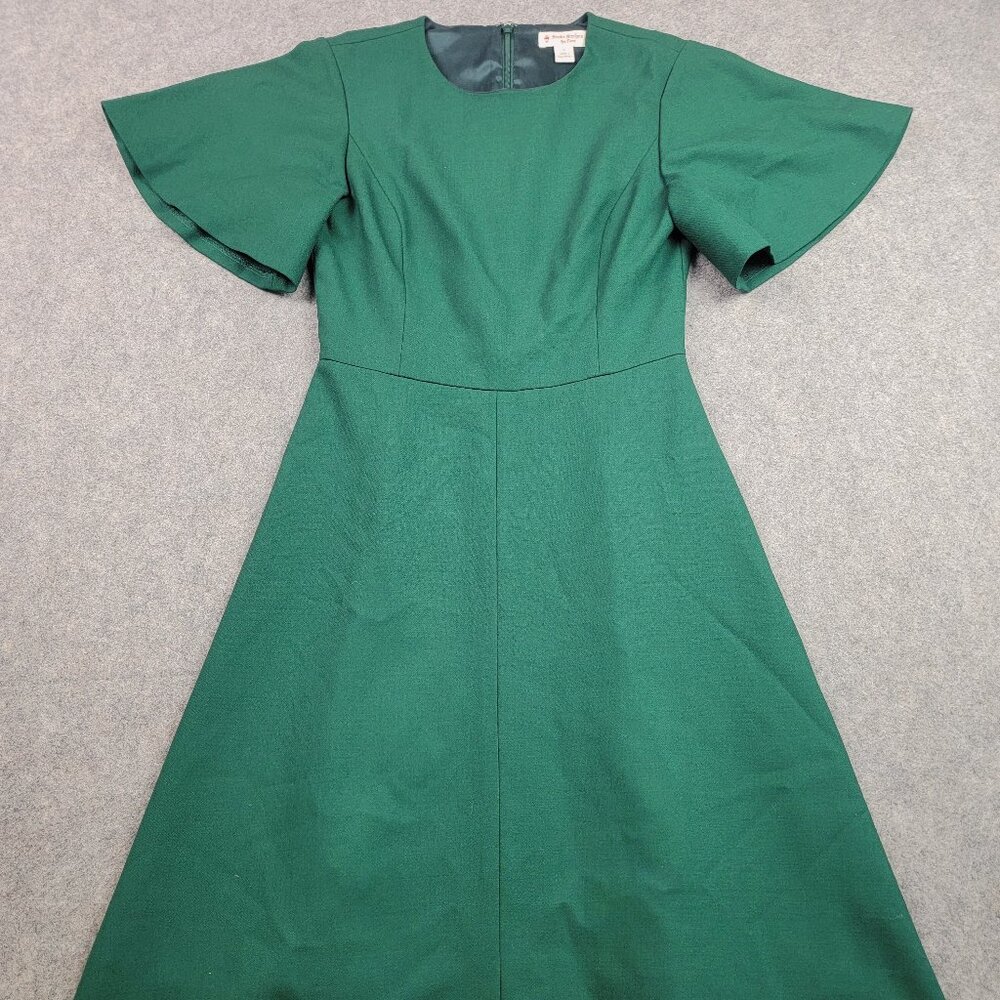 Brooks Brothers Red Fleece Dress Womens 0 Fit Flare Wool Blend Short Sleeve
